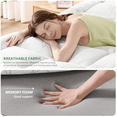 Homemate Twin XL Mattress Topper with Cooling Gel and Fluffy Pillow Top