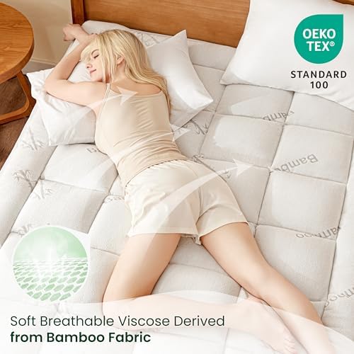 Loves Cabin Queen Mattress Topper Breathable 900 GSM Bamboo Rayon Pad