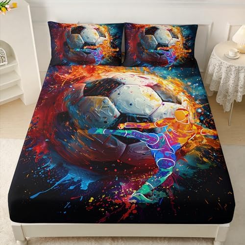 AILONEN Boys Soccer Fitted Sheet Set Twin Size