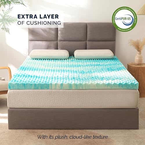 Elegant Comfort 3 Inch Memory Foam Mattress Topper - Blue Swirl