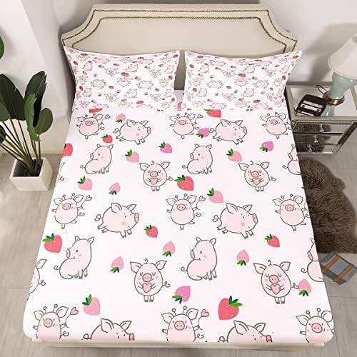 Feelyou Pig Print Bed Sheet Set 4Pcs for Kids and Adults 1