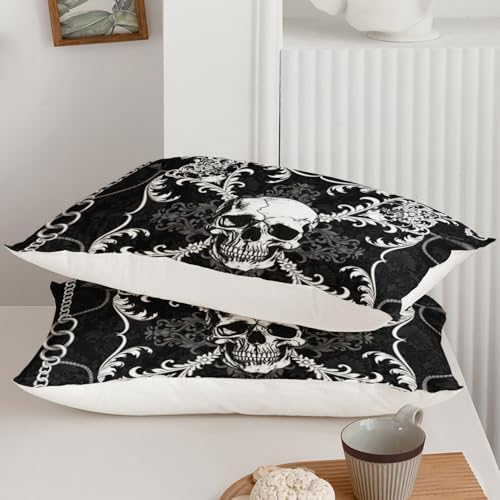 AILONEN Goth Skull Duvet Cover Set Queen Size 3-Piece