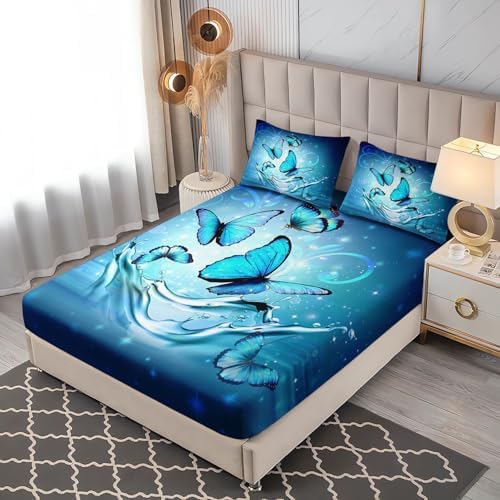 Fantasy Blue Butterfly Bedding Set for Kids