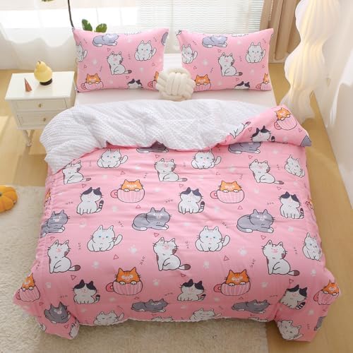 Gusuhome Kids Cats Comforter Set Twin Size 3 Piece