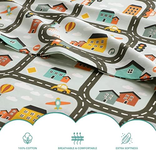 Nikki Peter 100 Cotton Kids Sheet Set with City Print
