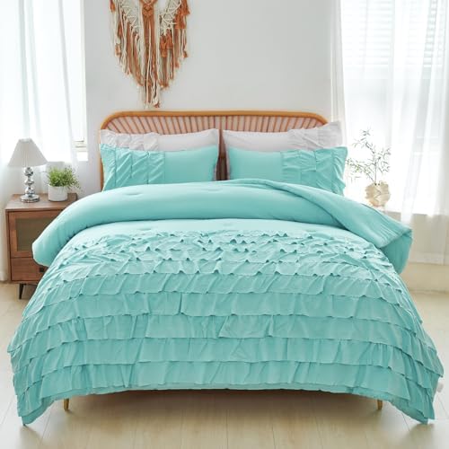 PERFEMET Teal Boho Full Comforter Set for Girls
