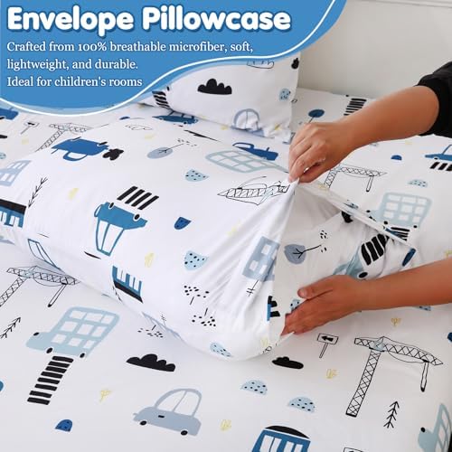 CIMVI Kids Car Themed 4-Piece Microfiber Bedding Set