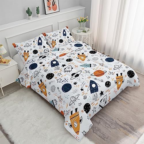 Space Universe Rocket Comforter Set Kids 3Pcs