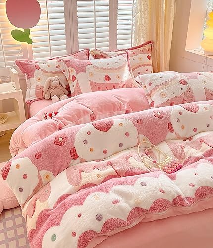 MorroMorn Pink Duvet Cover Set for Girls Kids