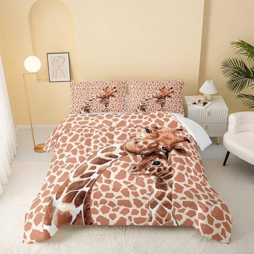 QOOMO Cartoon Giraffe Comforter Set for Kids