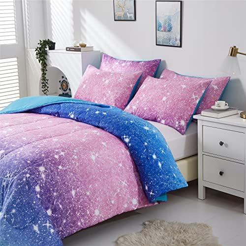 Kiddiku Purple Glitter Comforter Set for Girls