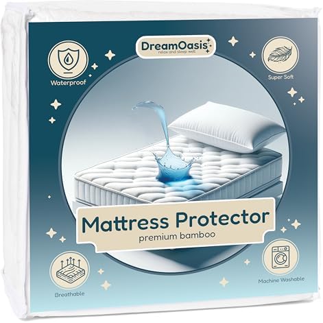 DreamOasis Waterproof Queen Mattress Protector - Bamboo Viscose Soft Breathable