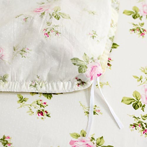 FADFAY Rosette Floral Duvet Cover Set for Girls 3 Piece Twin