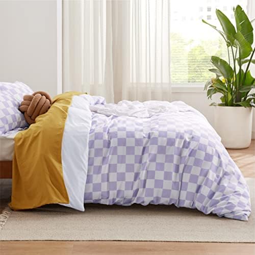 Bedsure Duvet Cover Twin Set - Reversible Checkered with Zipper Closure