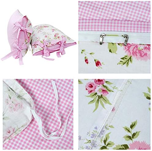 FADFAY Shabby Rose Duvet Cover Set Twin XL 5Pcs 1