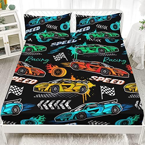 HOSIMA Kids Sports Car 3-Piece Bedding Set