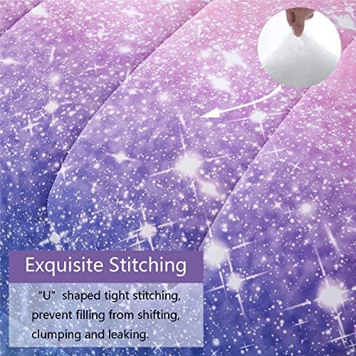 Kiddiku Purple Glitter Comforter Set for Girls