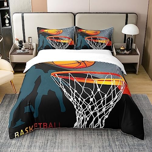 Jejeloiu 3D Basketball Duvet Cover Set 100 Cotton Full Size