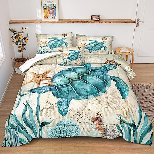 Merryword Turtle Comforter Set California King 4PCS 1