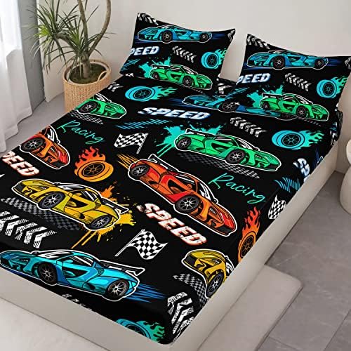 HOSIMA Kids Sports Car 3-Piece Bedding Set