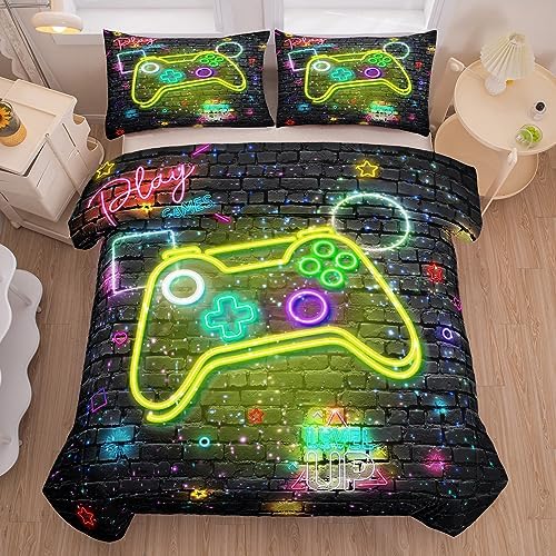 NINENINE Gaming Comforter Set Twin Kids Bedding 5PCS