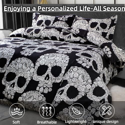 ZHH E-COMMERCE Skull Duvet Cover Set Queen Size