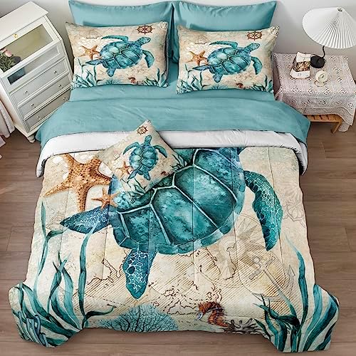 Merryword Turtle Comforter Set California King 4PCS 1