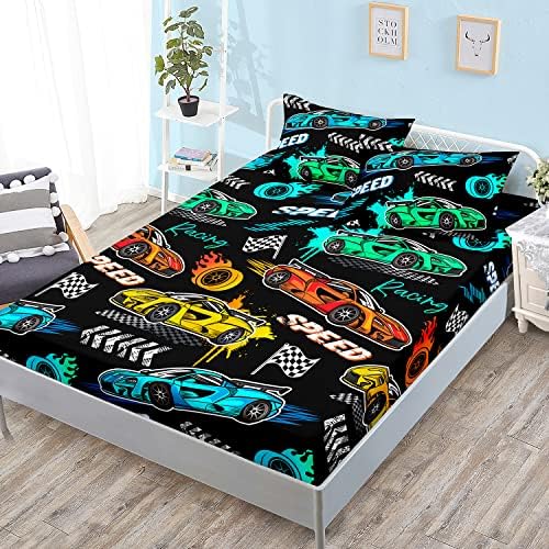 HOSIMA Kids Sports Car 3-Piece Bedding Set