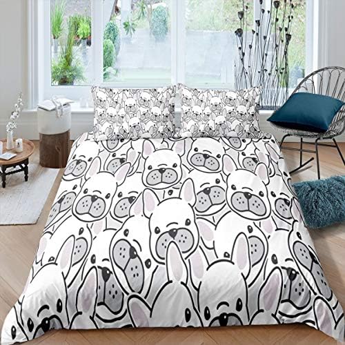 Feelyou Dog Bedding Set with Cartoon Bulldog Print 1