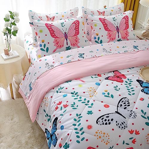 Wajade Butterfly Queen Comforter Set for Girls