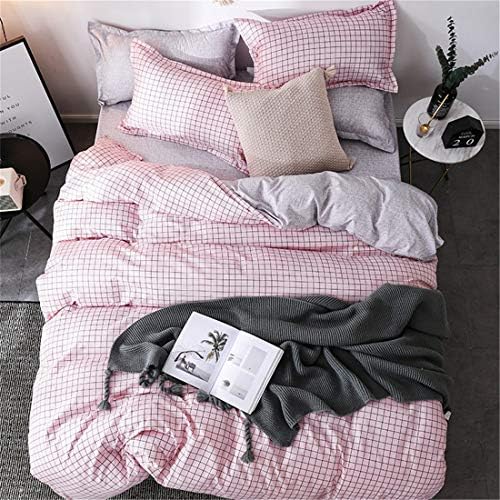 Pink Plaid Duvet Cover Set TwinXL for Girls