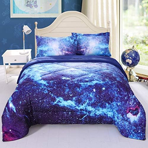 Wowelife Galaxy Bedding Twin Set 5 Pieces Blue Cosmic