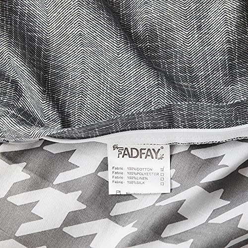 FADFAY Grey Grid Duvet Cover Set Twin XL 3Pcs