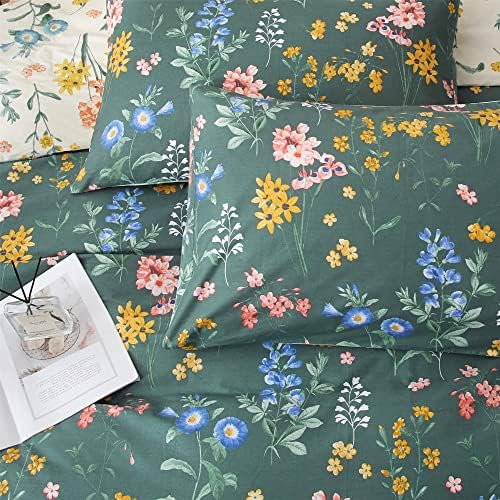PinkMemory Floral Duvet Cover Queen Set with Pillowcases