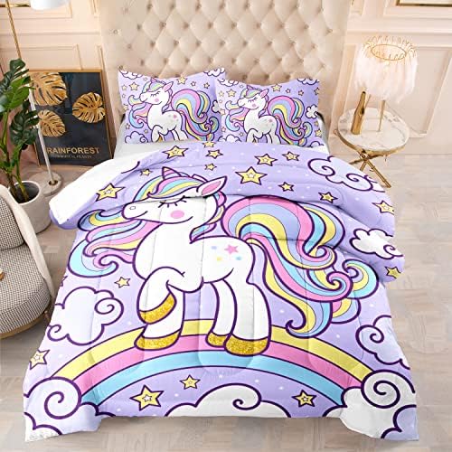 Axolotl Rainbow Unicorn Comforter Set Twin
