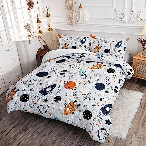 Space Universe Rocket Comforter Set Kids 3Pcs
