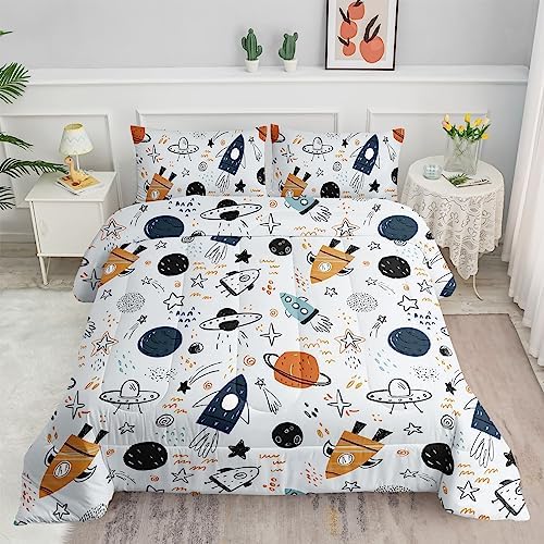 Space Universe Rocket Comforter Set Kids 3Pcs